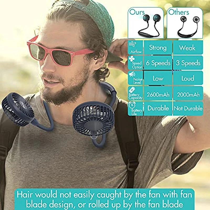 AIRTREE Neck Fan Battery Operated Neckband Fan Hand-Free Wearable Personal Fan for Hot Flashes AIRTREE Neck Fan Battery Operated Neckband Fan Hand-Free Wearable Personal Fan for Hot Flashes