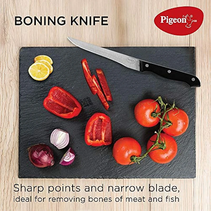 Pigeon by Stovekraft Angular Holder Shears Kitchen Knifes 6 Piece Set with Wooden Block (Stainless Steel) Pigeon by Stovekraft Angular Holder Shears Kitchen Knifes 6 Piece Set with Wooden Block (Stainless Steel)