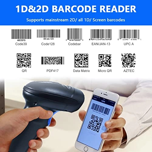 HENEX HC-3208 2D Barcode Scanner USB 1D/2D/QR Code Scanner Handheld Barcode Reader Supports Reading Screen Barcodes