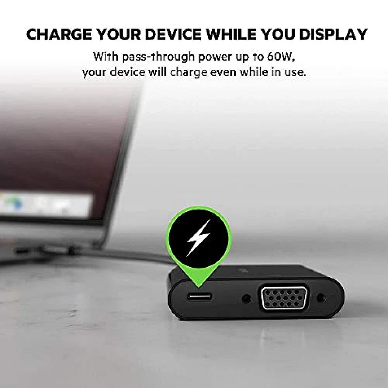 Belkin USB-C to VGA Adapter + Charge MacBook Pro VGA Adapter, Black Belkin USB-C to VGA Adapter + Charge MacBook Pro VGA Adapter, Black