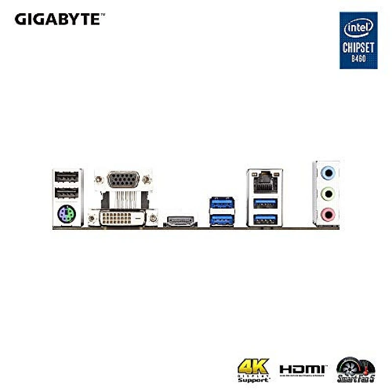 GIGABYTE B460M Gaming HD Motherboard with Gaming LAN, PCIe Gen3 x4 M.2, Anti-Sulfur Resistor, Smart Fan 5 GIGABYTE B460M Gaming HD Motherboard with Gaming LAN, PCIe Gen3 x4 M.2, Anti-Sulfur Resistor, Smart Fan 5