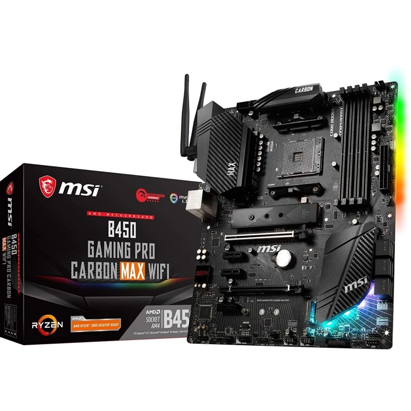 MSI Nvidia B450 Gaming PRO Carbon MAX WiFi ATX Gaming Motherboard-