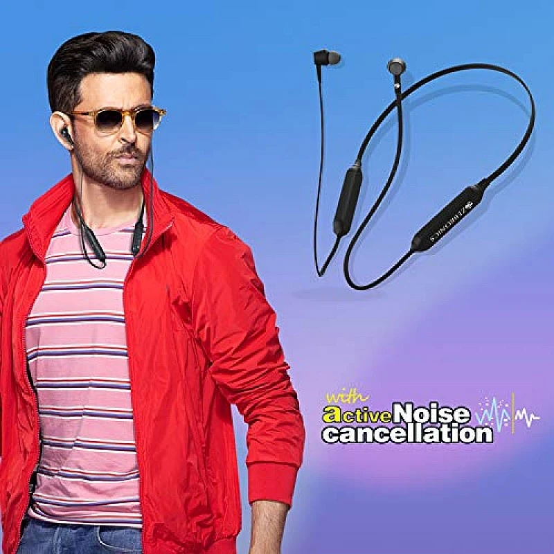 Zebronics Zeb Monk Wireless In-Ear Neckband Earphone with Active Noise Cancellation (ANC), Black Zebronics Zeb Monk Wireless In-Ear Neckband Earphone with Active Noise Cancellation (ANC), Black