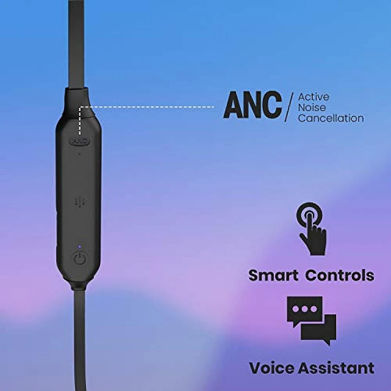 Zebronics Zeb Monk Wireless In-Ear Neckband Earphone with Active Noise Cancellation (ANC), Black Zebronics Zeb Monk Wireless In-Ear Neckband Earphone with Active Noise Cancellation (ANC), Black