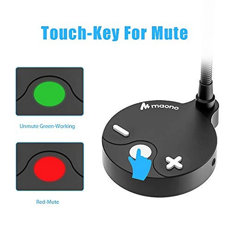 MAONO AU-GM10 USB Condenser Microphone, with Touch-Key Mute and Volume Control, Headphone Jack for Vlogging, Recording, Gaming, Conference, YouTube, MAONO AU-GM10 USB Condenser Microphone, with Touch-Key Mute and Volume Control, Headphone Jack for Vlogging, Recording, Gaming, Conference, YouTube,