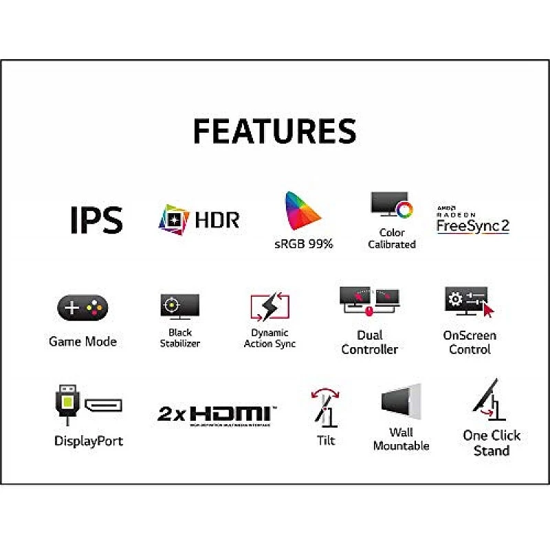LG Qhd 2K - 27Qn600, 2560 X 1440 Pixels 27 Inch (68.58 Cm) IPS Display 3 Side Borderless Black LG Qhd 2K - 27Qn600, 2560 X 1440 Pixels 27 Inch (68.58 Cm) IPS Display 3 Side Borderless Black