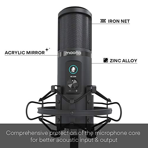 MAONO AU-PM420 USB Podcast Condenser Microphone, Computer Mic with Professional Sound Chipset for Gaming, Streaming