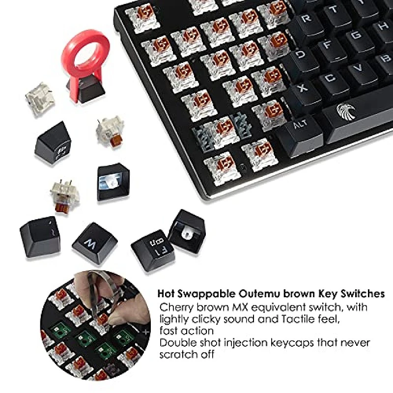HUO JI 60% Mechanical Gaming Keyboard, E-Yooso Z-88 With Brown Switches, Rainbow Led Backlit HUO JI 60% Mechanical Gaming Keyboard, E-Yooso Z-88 With Brown Switches, Rainbow Led Backlit