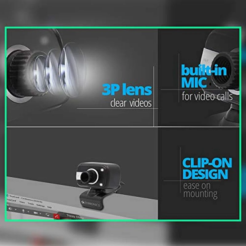 Zebronics Zeb-Crystal Clear Web Camera with 3P Lens Built-in Microphone Black Zebronics Zeb-Crystal Clear Web Camera with 3P Lens Built-in Microphone Black