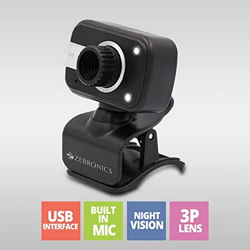 Zebronics Zeb-Crystal Clear Web Camera with 3P Lens Built-in Microphone Black Zebronics Zeb-Crystal Clear Web Camera with 3P Lens Built-in Microphone Black