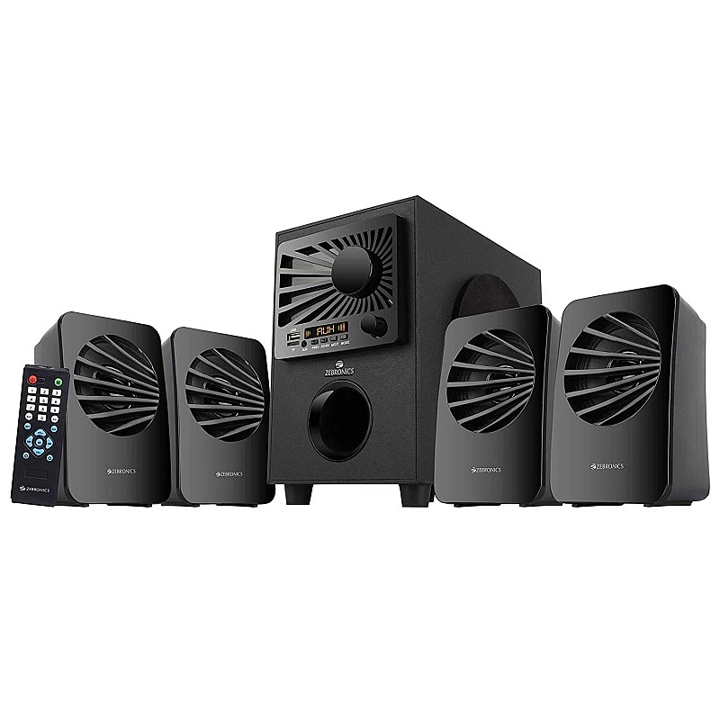 Zebronics Zeb-Sunshine 4.1 Multimedia Speaker with Bluetooth Supporting,USB,mSD,AUX,FM and Remote Control-(Black) Zebronics Zeb-Sunshine 4.1 Multimedia Speaker with Bluetooth Supporting,USB,mSD,AUX,FM and Remote Control-(Black)