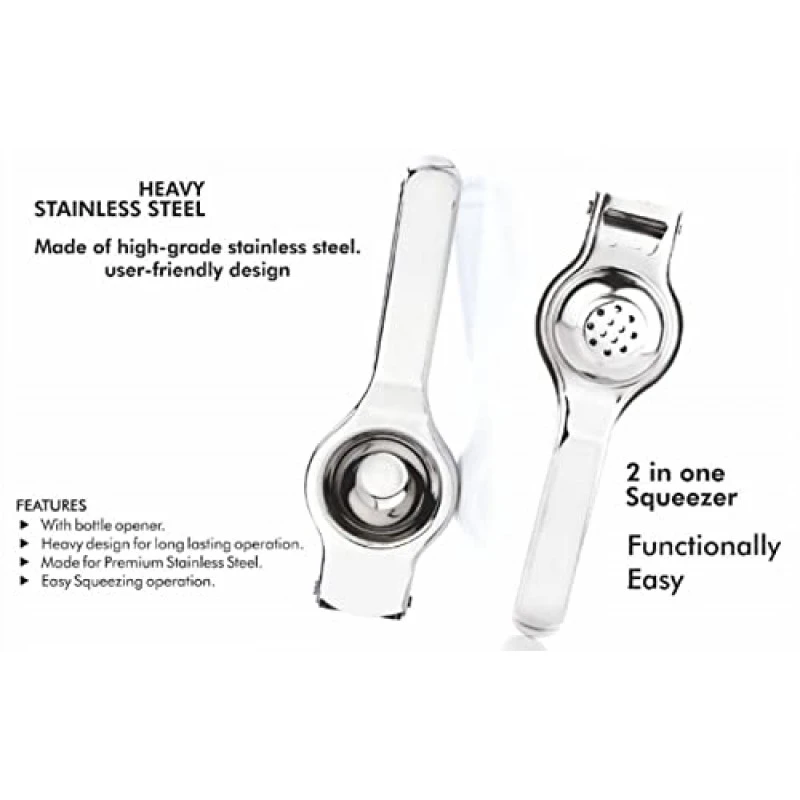 Signoraware Lemon Squeezer with Bottle Opener Food Grade Stainless Steel, Set of 1, Silver Signoraware Lemon Squeezer with Bottle Opener Food Grade Stainless Steel, Set of 1, Silver