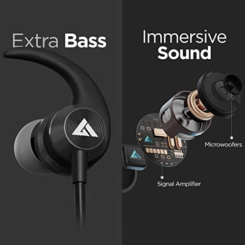 Boult Audio ProBass X1-WL in-Ear Wireless Earphones with 10 Hours Battery Life, Latest Bluetooth 5.0, IPX5 Sweatproof Headphones with mic (Black)