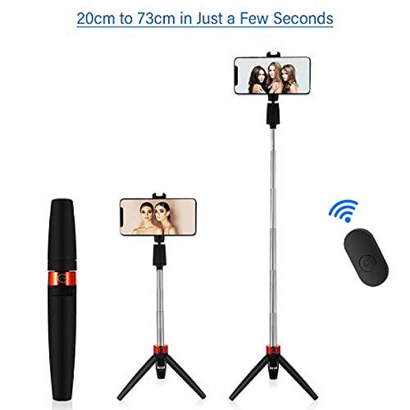 pTron Glam Plus Bluetooth Extendable Selfie Stick with Tripod Stand, Wireless Remote (Black & Red) pTron Glam Plus Bluetooth Extendable Selfie Stick with Tripod Stand, Wireless Remote (Black & Red)