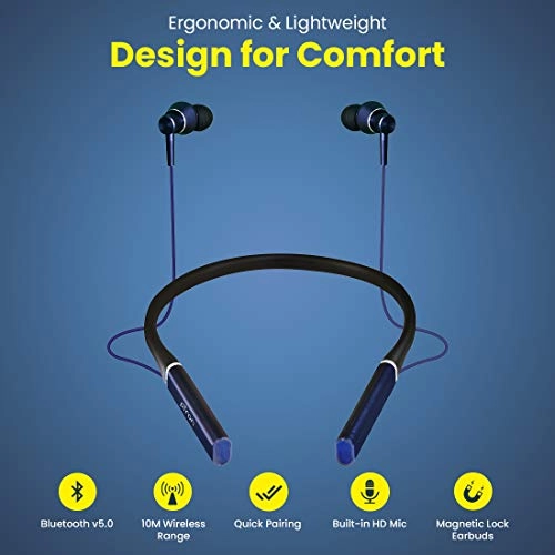 pTron Tangent Plus Magnetic in-Ear Wireless Bluetooth 5.0 Headphones, 15hrs Playback 
