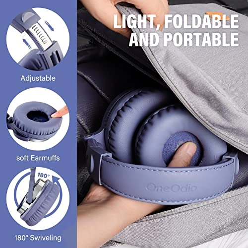 OneOdio Pro-10 Over Ear Headphone, Wired DJ Bass Headsets with 50mm Driver, Foldable Lightweight Headphones with Shareport and Mic  (Light Blue)
