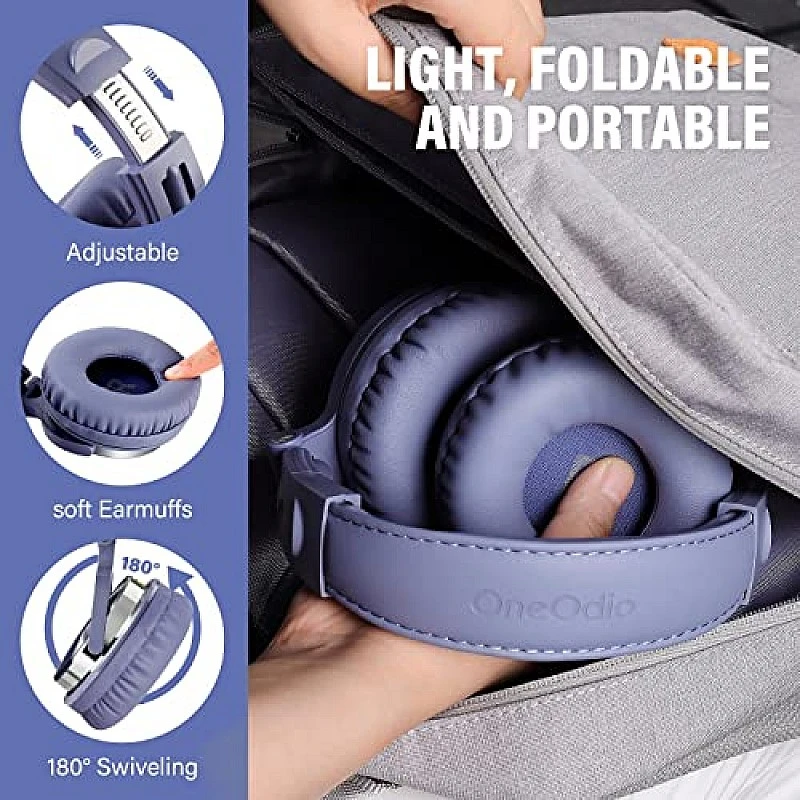OneOdio Pro-10 Over Ear Headphone, Wired DJ Bass Headsets with 50mm Driver, Foldable Lightweight Headphones with Shareport and Mic (Light Blue) OneOdio Pro-10 Over Ear Headphone, Wired DJ Bass Headsets with 50mm Driver, Foldable Lightweight Headphones with Shareport and Mic (Light Blue)