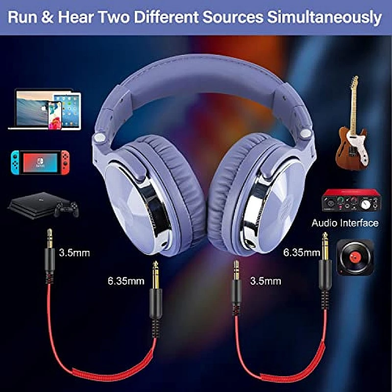 OneOdio Pro-10 Over Ear Headphone, Wired DJ Bass Headsets with 50mm Driver, Foldable Lightweight Headphones with Shareport and Mic (Light Blue) OneOdio Pro-10 Over Ear Headphone, Wired DJ Bass Headsets with 50mm Driver, Foldable Lightweight Headphones with Shareport and Mic (Light Blue)