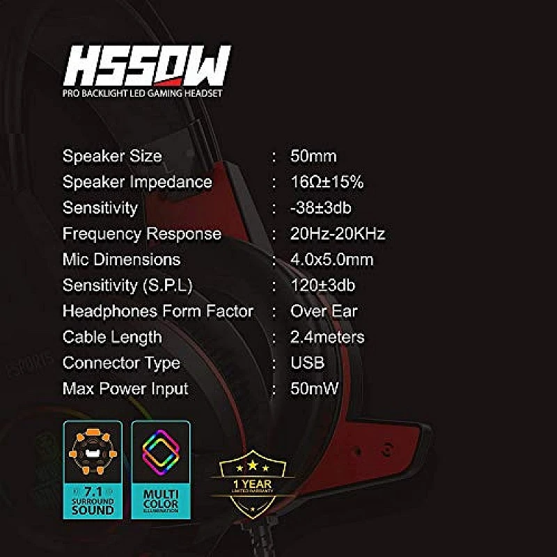 Ant Esports H570 7.1USB Surround Sound Gaming Headset with – Black Ant Esports H570 7.1USB Surround Sound Gaming Headset with – Black
