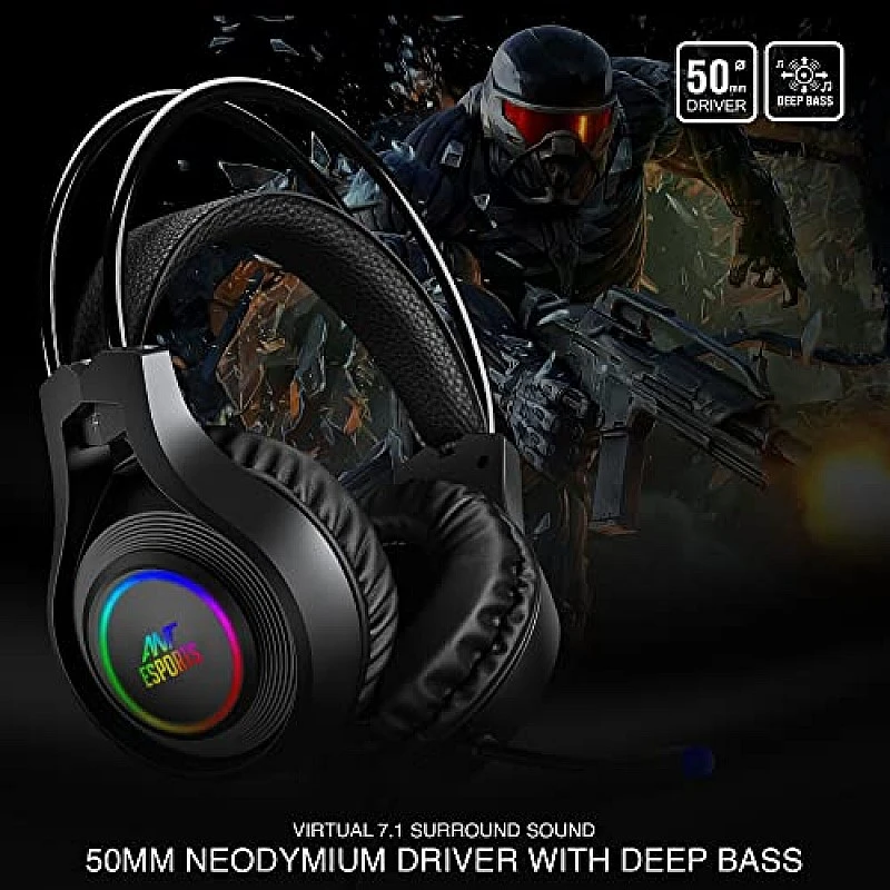 Ant Esports H570 7.1USB Surround Sound Gaming Headset with – Black Ant Esports H570 7.1USB Surround Sound Gaming Headset with – Black