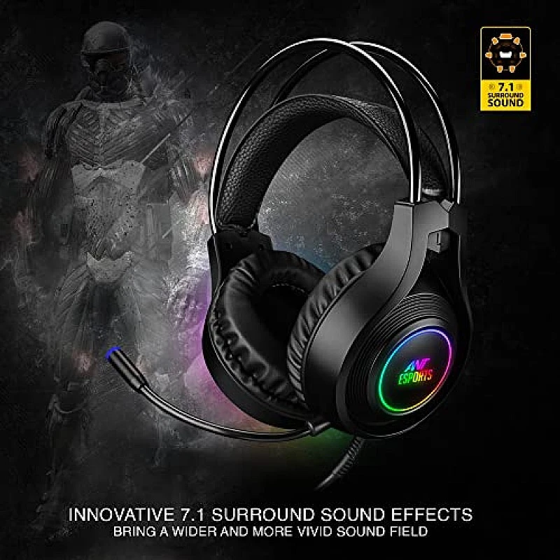 Ant Esports H570 7.1USB Surround Sound Gaming Headset with – Black Ant Esports H570 7.1USB Surround Sound Gaming Headset with – Black