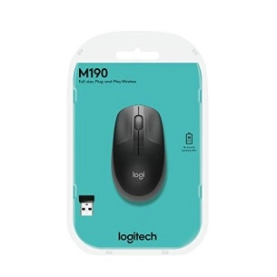 Logitech M190 Wireless Mouse , Full Size Ambidextrous Curve Design (Black)