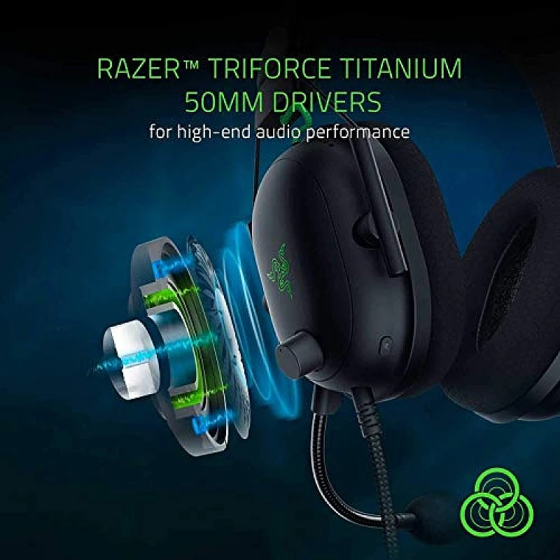 Razer Rz04-03230100-R3M1 Blackshark V2 Wired On Ear Headphones with Mic (Black) Razer Rz04-03230100-R3M1 Blackshark V2 Wired On Ear Headphones with Mic (Black)