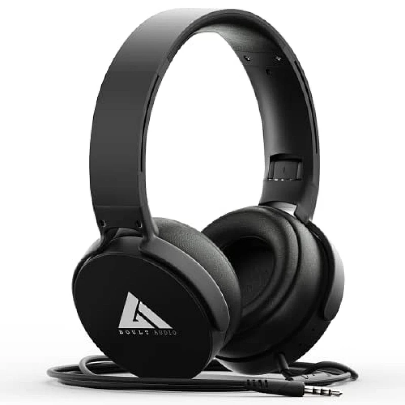 Boult Audio Bass Buds Q2 Lightweight Stereo Wired Over Ear Headphones Set with Mic with Deep Bass, Comfortable Ear Cushions, & Long Cord (Black) Boult Audio Bass Buds Q2 Lightweight Stereo Wired Over Ear Headphones Set with Mic with Deep Bass, Comfortable Ear Cushions, & Long Cord (Black)