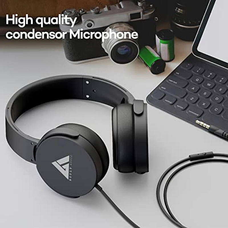 Boult Audio Bass Buds Q2 Lightweight Stereo Wired Over Ear Headphones Set with Mic with Deep Bass, Comfortable Ear Cushions, & Long Cord (Black) Boult Audio Bass Buds Q2 Lightweight Stereo Wired Over Ear Headphones Set with Mic with Deep Bass, Comfortable Ear Cushions, & Long Cord (Black)