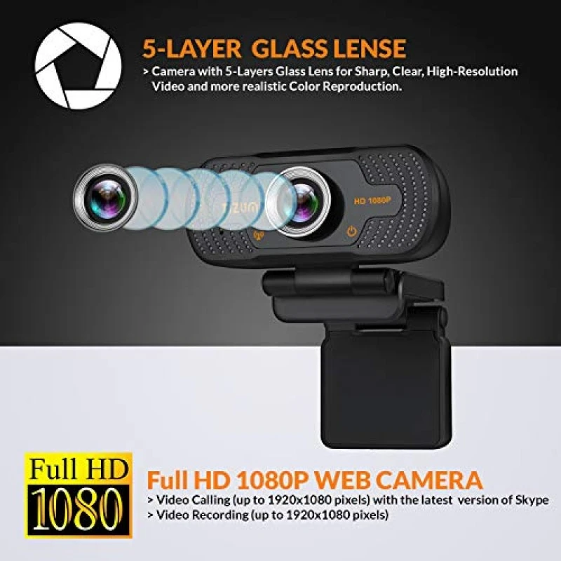 Tizum iStuff365 ZW78- Full HD 1080p Webcam, Widescreen Viewing Angle, Auto Light Correction, Noise-Reducing Mic Tizum iStuff365 ZW78- Full HD 1080p Webcam, Widescreen Viewing Angle, Auto Light Correction, Noise-Reducing Mic