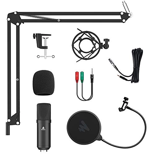 MAONO AU-PM320S Professional XLR Condenser Microphone Kit, Cardioid Vocal Studio Recording Mic for Streaming, Voice Over, Project, Home-Studio