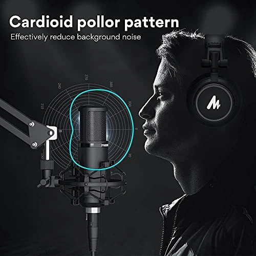 MAONO AU-PM320S Professional XLR Condenser Microphone Kit, Cardioid Vocal Studio Recording Mic for Streaming, Voice Over, Project, Home-Studio