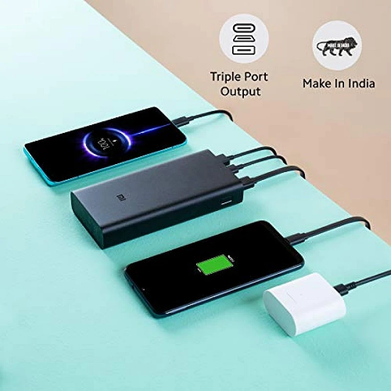 Mi Power Bank 3i 20000mAh Triple Output and Dual Input Port 18W Fast Charging Black Mi Power Bank 3i 20000mAh Triple Output and Dual Input Port 18W Fast Charging Black