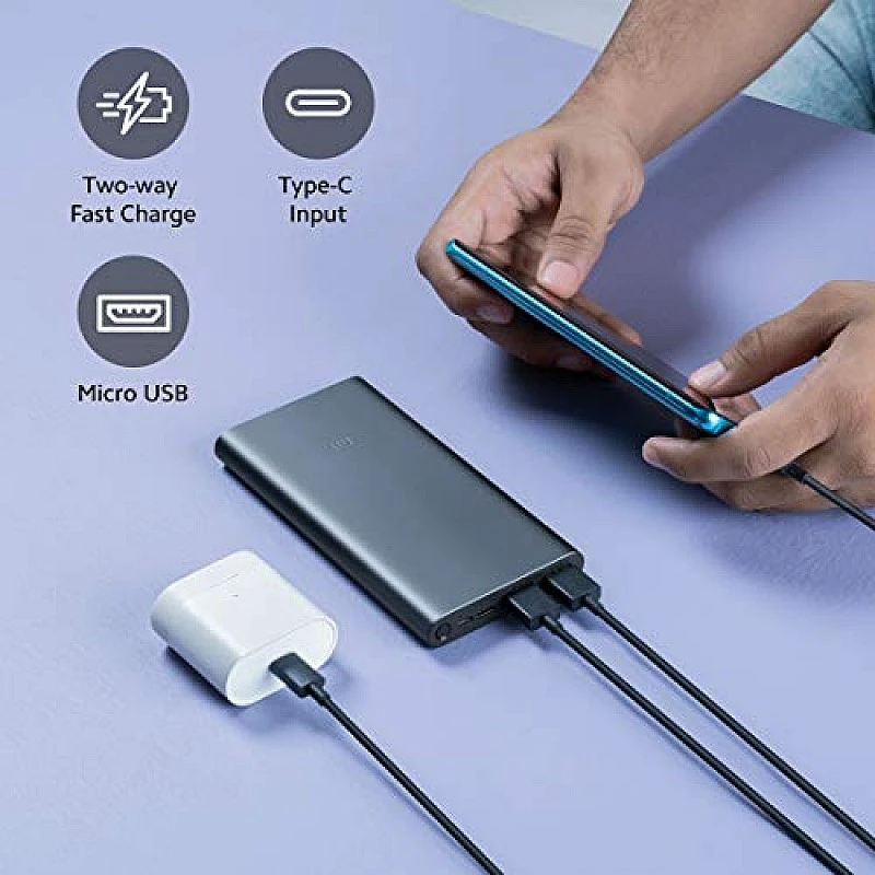 Mi 10000mAH Li-Polymer10000mAH Li-Polymer Power Bank 3i with 18W Fast Charging (Midnight Black) Mi 10000mAH Li-Polymer10000mAH Li-Polymer Power Bank 3i with 18W Fast Charging (Midnight Black)