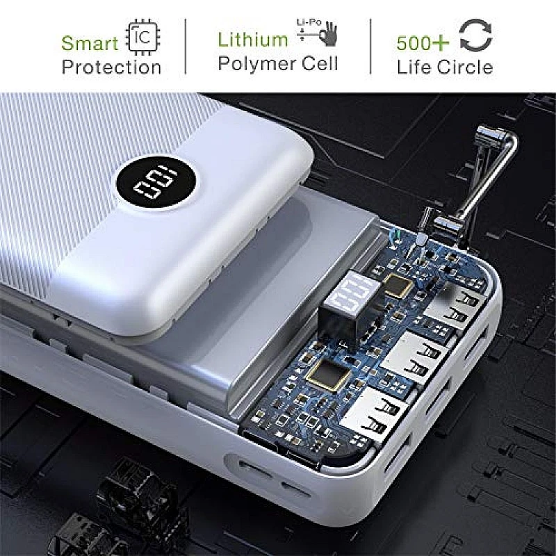 VEGER W3008 LCD Display 30000 mAh Li-Polymer Potable Power Bank (White) VEGER W3008 LCD Display 30000 mAh Li-Polymer Potable Power Bank (White)