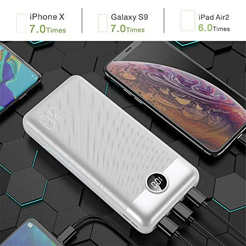 VEGER W3008 LCD Display 30000 mAh Li-Polymer Potable Power Bank (White) VEGER W3008 LCD Display 30000 mAh Li-Polymer Potable Power Bank (White)