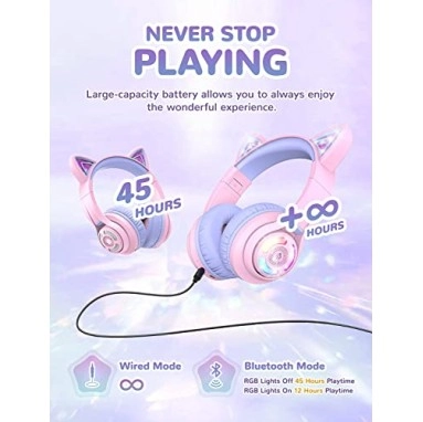 iClever BTH13 Bluetooth Kids Headphones with Mic, Over Ear Headphone Purple