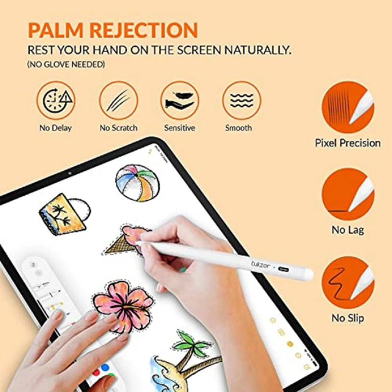 Tukzer Stylus Pen, iPad Pencil with Palm Rejection Tilt Sensor (3 Spare Tips) Tukzer Stylus Pen, iPad Pencil with Palm Rejection Tilt Sensor (3 Spare Tips)