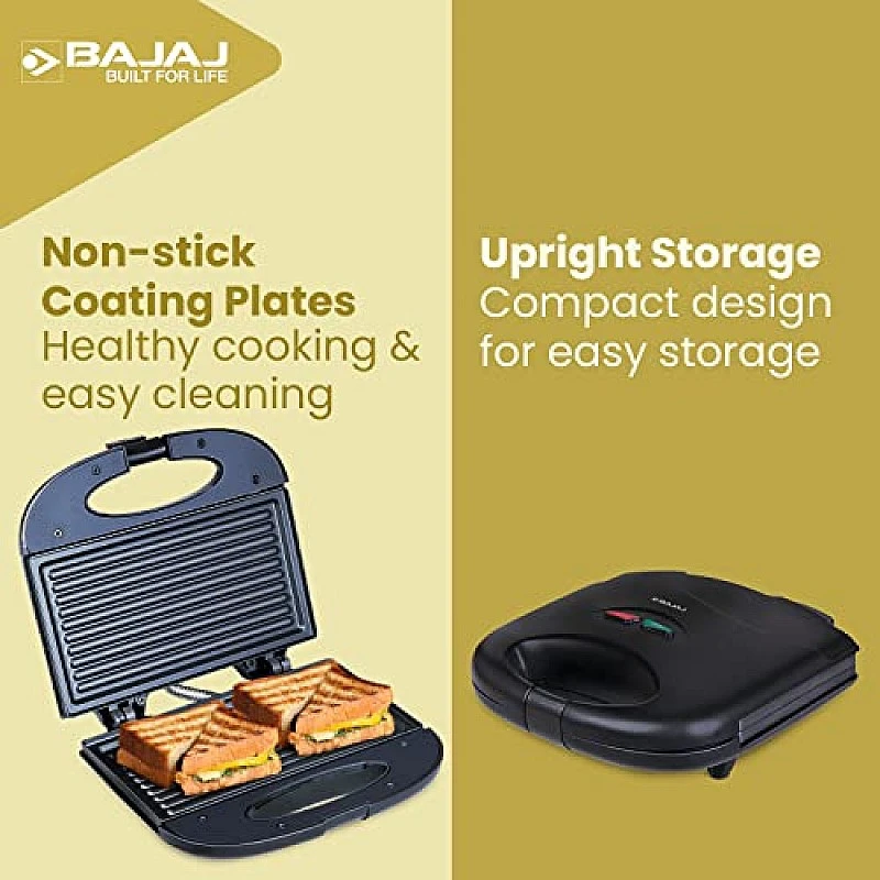 Bajaj SWX 4 Deluxe 800-Watt 2-Slice Grill Sandwich Maker Non-Stick Coated Plates for Easy-to-Clean Black Sandwich Toaster Bajaj SWX 4 Deluxe 800-Watt 2-Slice Grill Sandwich Maker Non-Stick Coated Plates for Easy-to-Clean Black Sandwich Toaster
