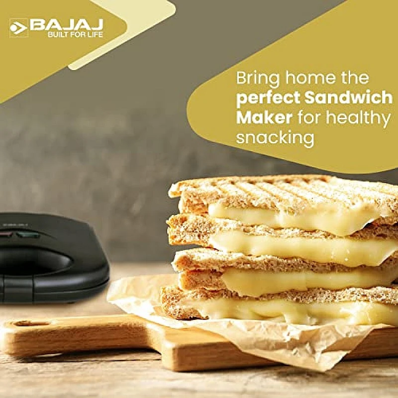 Bajaj SWX 4 Deluxe 800-Watt 2-Slice Grill Sandwich Maker Non-Stick Coated Plates for Easy-to-Clean Black Sandwich Toaster Bajaj SWX 4 Deluxe 800-Watt 2-Slice Grill Sandwich Maker Non-Stick Coated Plates for Easy-to-Clean Black Sandwich Toaster