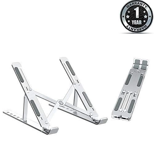 Dyazo 6 Angles Adjustable Aluminum Ergonomic Foldable Portable Tabletop Laptop Desktop Riser Stand Holder (Silver)