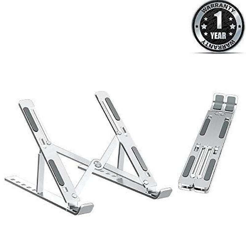 Dyazo 6 Angles Adjustable Aluminum Ergonomic Foldable Portable Tabletop Laptop Desktop Riser Stand Holder (Silver) Dyazo 6 Angles Adjustable Aluminum Ergonomic Foldable Portable Tabletop Laptop Desktop Riser Stand Holder (Silver)