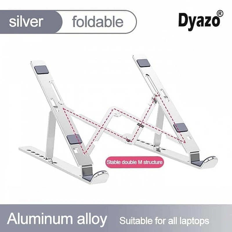 Dyazo 6 Angles Adjustable Aluminum Ergonomic Foldable Portable Tabletop Laptop Desktop Riser Stand Holder (Silver) Dyazo 6 Angles Adjustable Aluminum Ergonomic Foldable Portable Tabletop Laptop Desktop Riser Stand Holder (Silver)