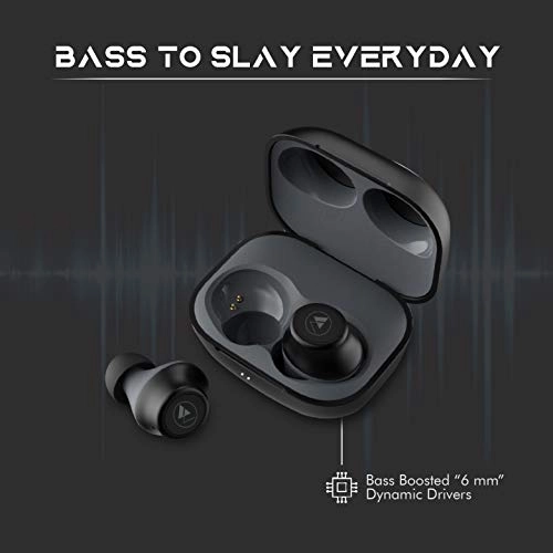 Wings Slay TWS Bluetooth 5.0 True Wireless TWS in Ear Earbuds Earphones with Mic Super Compact Charging Case (Black)
