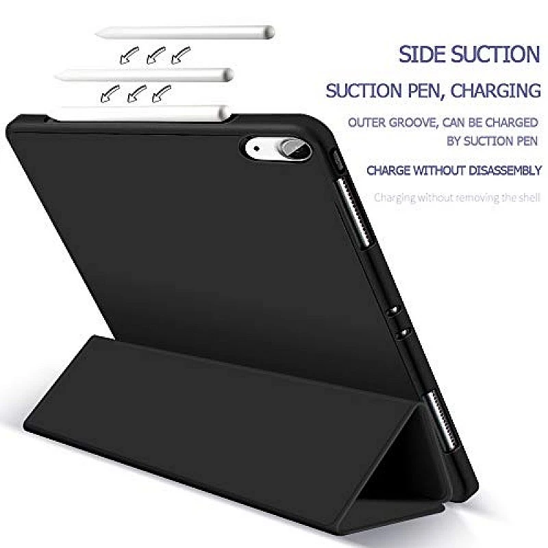 Robustrion Smart Flexible Trifold Flip Case Cover for iPad Air 5th Generation Cover iPad Air 4th Generation iPad Air 5th 4 10.9 inch - Black Robustrion Smart Flexible Trifold Flip Case Cover for iPad Air 5th Generation Cover iPad Air 4th Generation iPad Air 5th 4 10.9 inch - Black