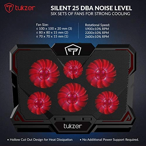 Tukzer RGB Laptop Cooling Pad, Portable Slim Quiet USB Powered Gaming Cooler Stand Chill Mat