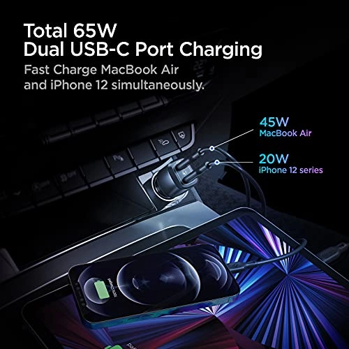 Spigen PC2000 Car Charger Arc.SA Black, USB, Macbook Air iPad Pro iPad Air