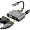 Tukzer USB C to 4K-HDMI-UHD + VGA, USB 3.0 OTG Adapter (4 in 1) with USB-C 100-W PD Charging Port -Space Grey