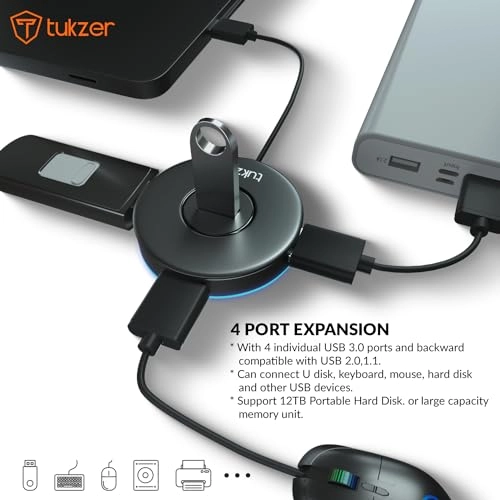 Tukzer 4-Ports USB A to USB 3.0 HUB with High-Speed Data Transfer & Fast Charging| Compatible for MacBook, Mac Mini, iMac Pro (Black) Tukzer 4-Ports USB A to USB 3.0 HUB with High-Speed Data Transfer & Fast Charging| Compatible for MacBook, Mac Mini, iMac Pro (Black)