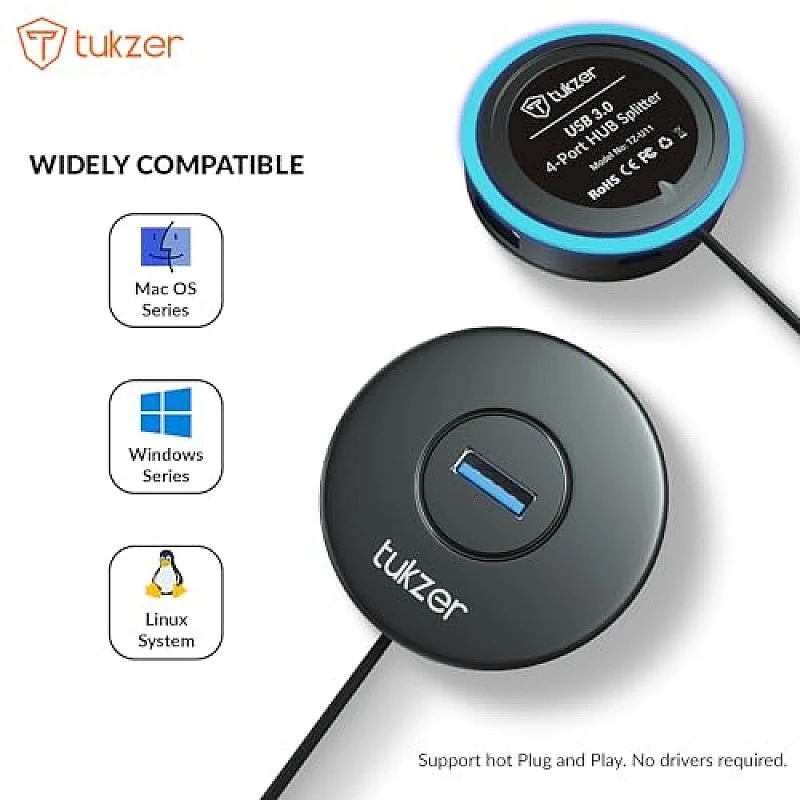 Tukzer 4-Ports USB A to USB 3.0 HUB with High-Speed Data Transfer & Fast Charging| Compatible for MacBook, Mac Mini, iMac Pro (Black) Tukzer 4-Ports USB A to USB 3.0 HUB with High-Speed Data Transfer & Fast Charging| Compatible for MacBook, Mac Mini, iMac Pro (Black)